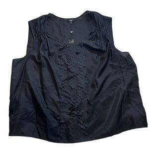 Talbots Black Silk Ruffle Sleeveless Blouse Size 22W NWT